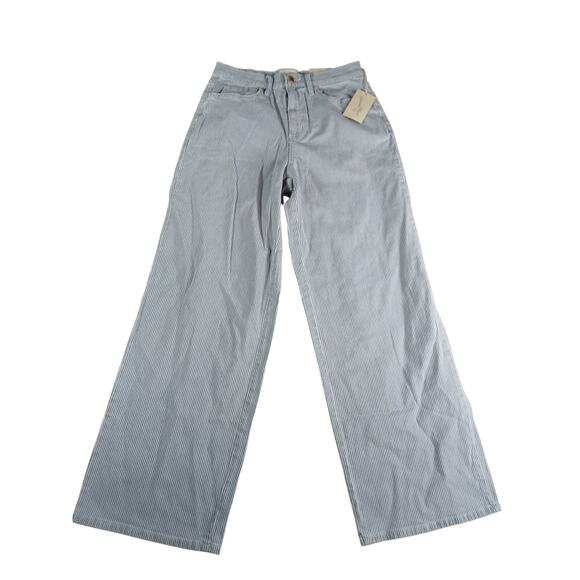 Universal Thread Jeans Women 6S / 28R Blue Denim Stripe Relaxed Wide Leg NWT - Picture 1 of 11